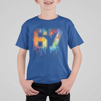 Funny Six Seven Prism Effect Printed Meme T Shirt For Kid