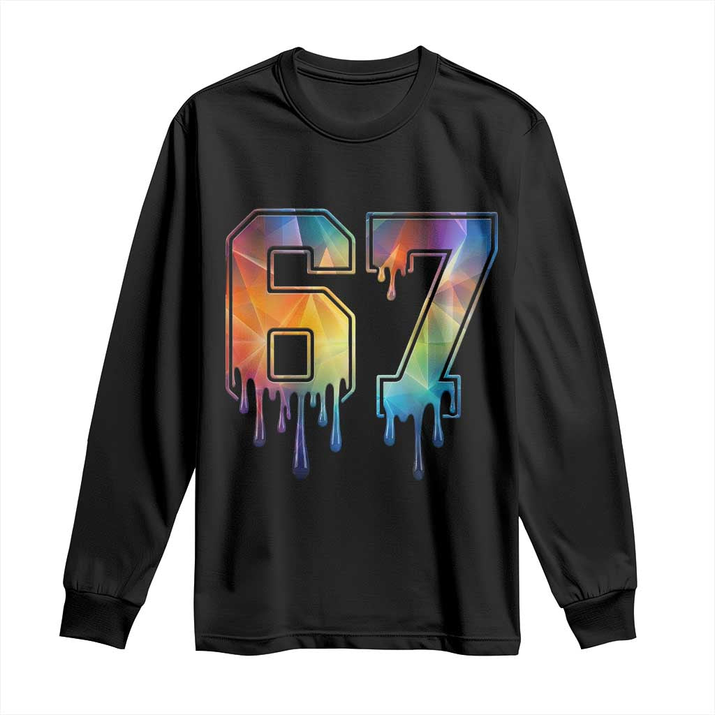 Funny Six Seven Prism Effect Printed Meme Long Sleeve Shirt