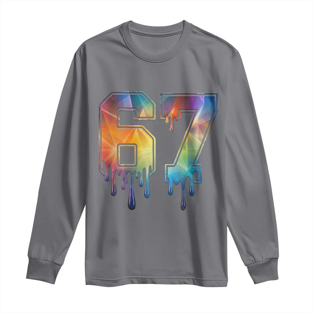 Funny Six Seven Prism Effect Printed Meme Long Sleeve Shirt