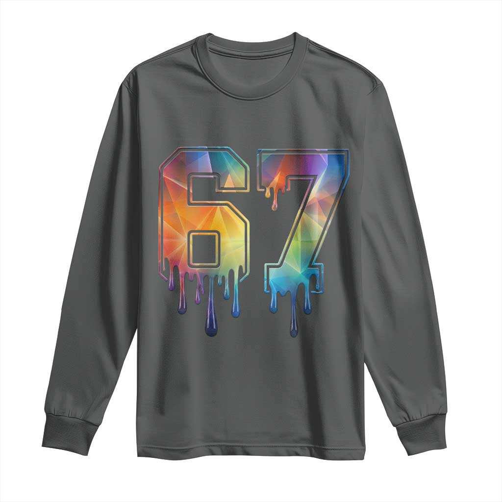 Funny Six Seven Prism Effect Printed Meme Long Sleeve Shirt