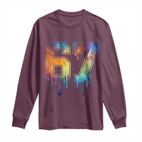 Funny Six Seven Prism Effect Printed Meme Long Sleeve Shirt