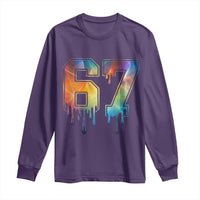 Funny Six Seven Prism Effect Printed Meme Long Sleeve Shirt