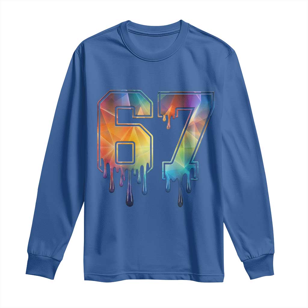 Funny Six Seven Prism Effect Printed Meme Long Sleeve Shirt