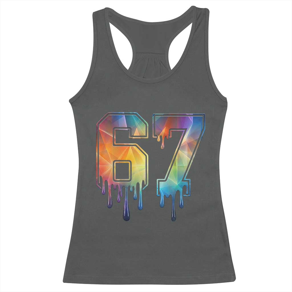 Funny Six Seven Prism Effect Printed Meme Racerback Tank Top