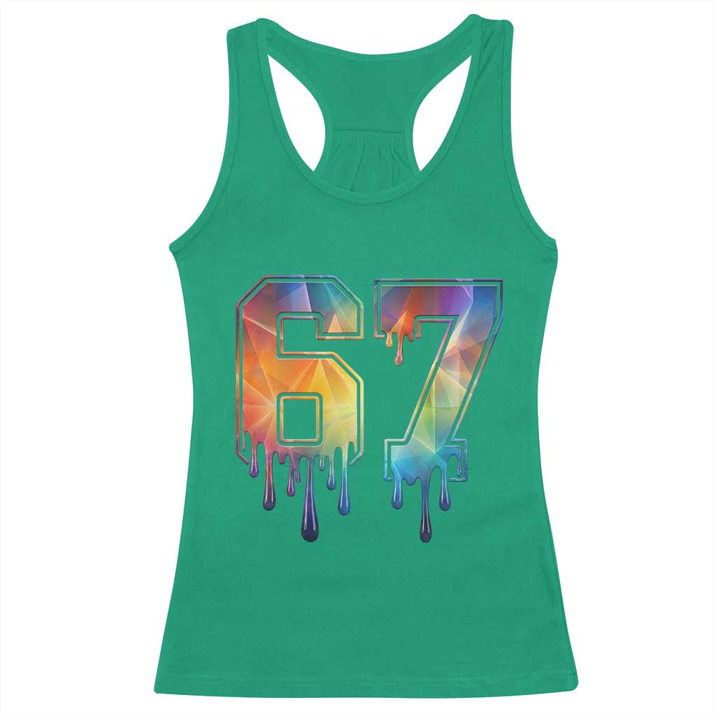 Funny Six Seven Prism Effect Printed Meme Racerback Tank Top