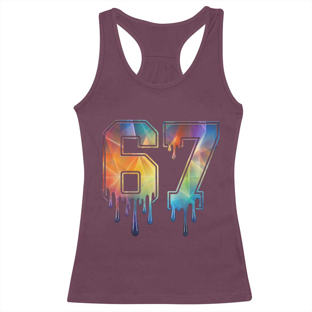 Funny Six Seven Prism Effect Printed Meme Racerback Tank Top