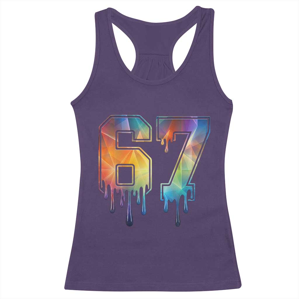 Funny Six Seven Prism Effect Printed Meme Racerback Tank Top