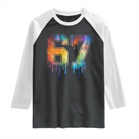 Funny Six Seven Prism Effect Printed Meme Raglan Shirt