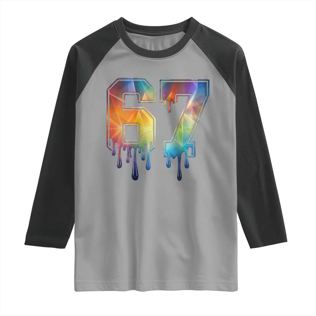 Funny Six Seven Prism Effect Printed Meme Raglan Shirt