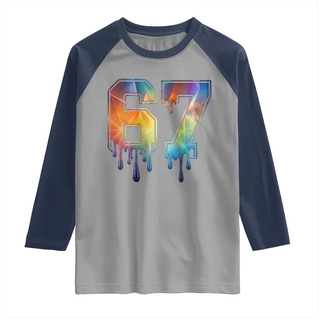 Funny Six Seven Prism Effect Printed Meme Raglan Shirt