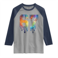 Funny Six Seven Prism Effect Printed Meme Raglan Shirt