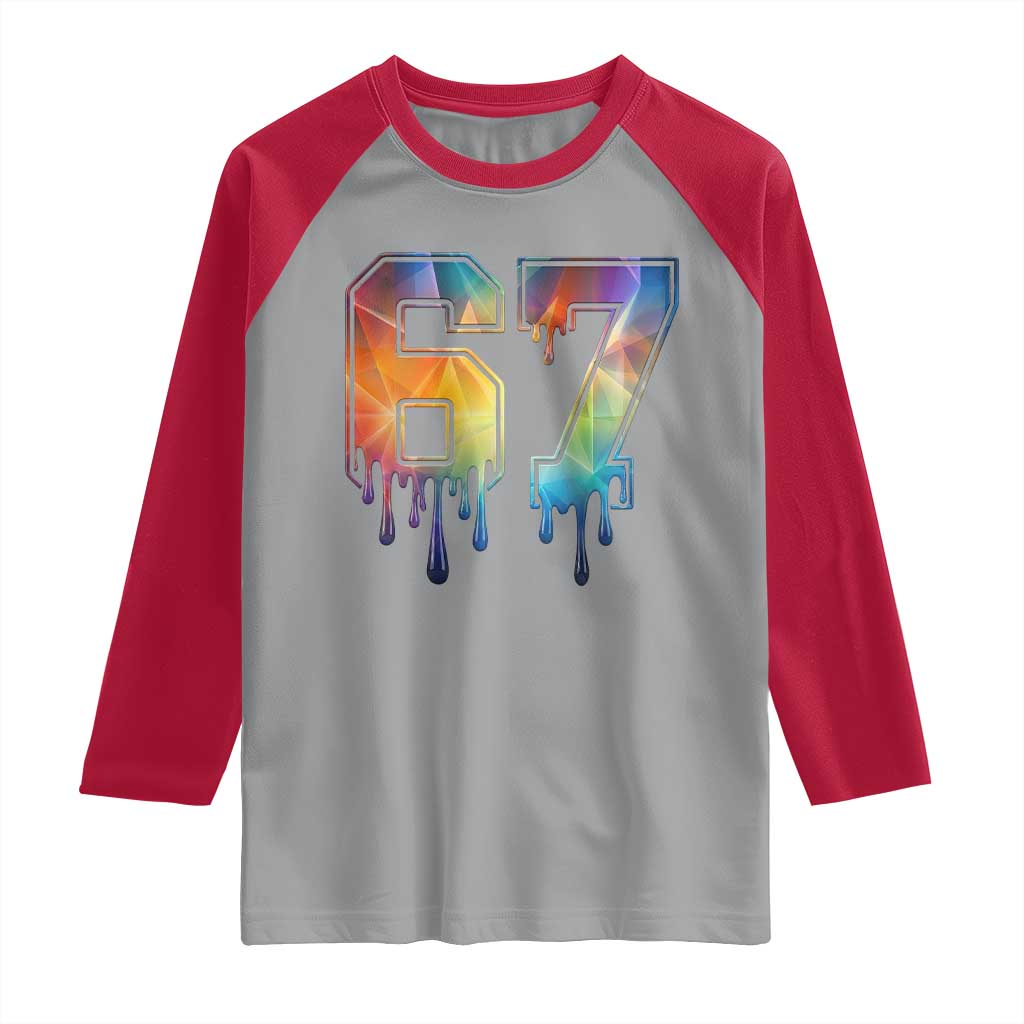 Funny Six Seven Prism Effect Printed Meme Raglan Shirt