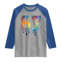 Funny Six Seven Prism Effect Printed Meme Raglan Shirt