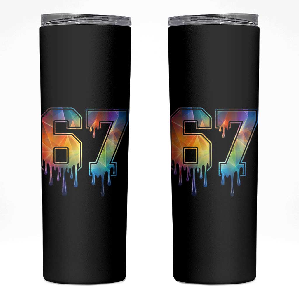 Funny Six Seven Prism Effect Printed Meme Skinny Tumbler
