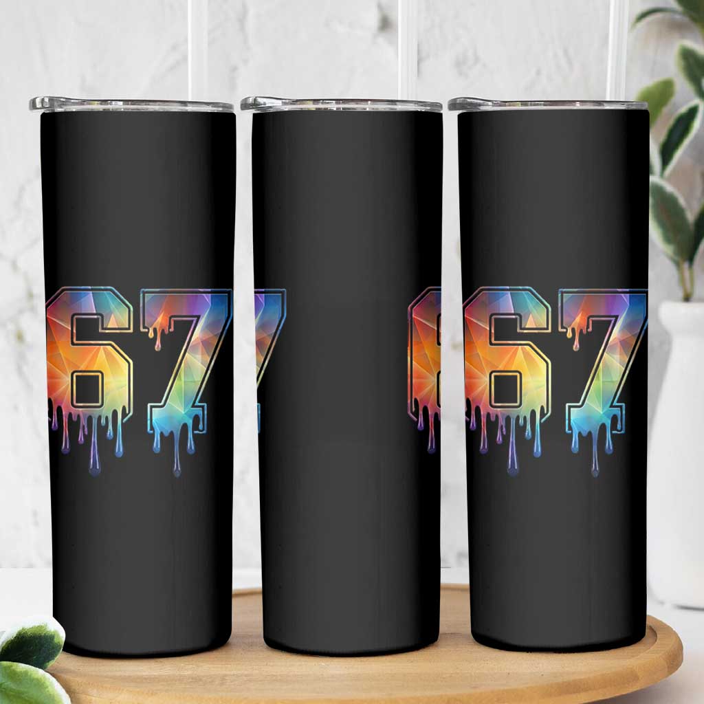 Funny Six Seven Prism Effect Printed Meme Skinny Tumbler