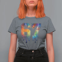 Funny Six Seven Prism Effect Printed Meme T Shirt For Women