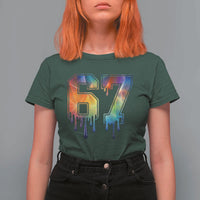 Funny Six Seven Prism Effect Printed Meme T Shirt For Women