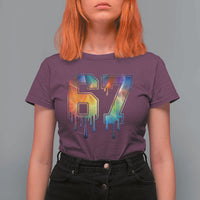 Funny Six Seven Prism Effect Printed Meme T Shirt For Women