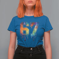 Funny Six Seven Prism Effect Printed Meme T Shirt For Women