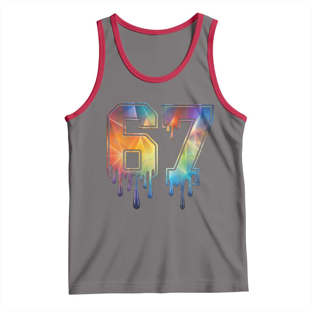 Funny Six Seven Prism Effect Printed Meme Tank Top