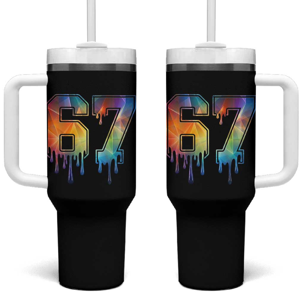 Funny Six Seven Prism Effect Printed Meme Tumbler With Handle