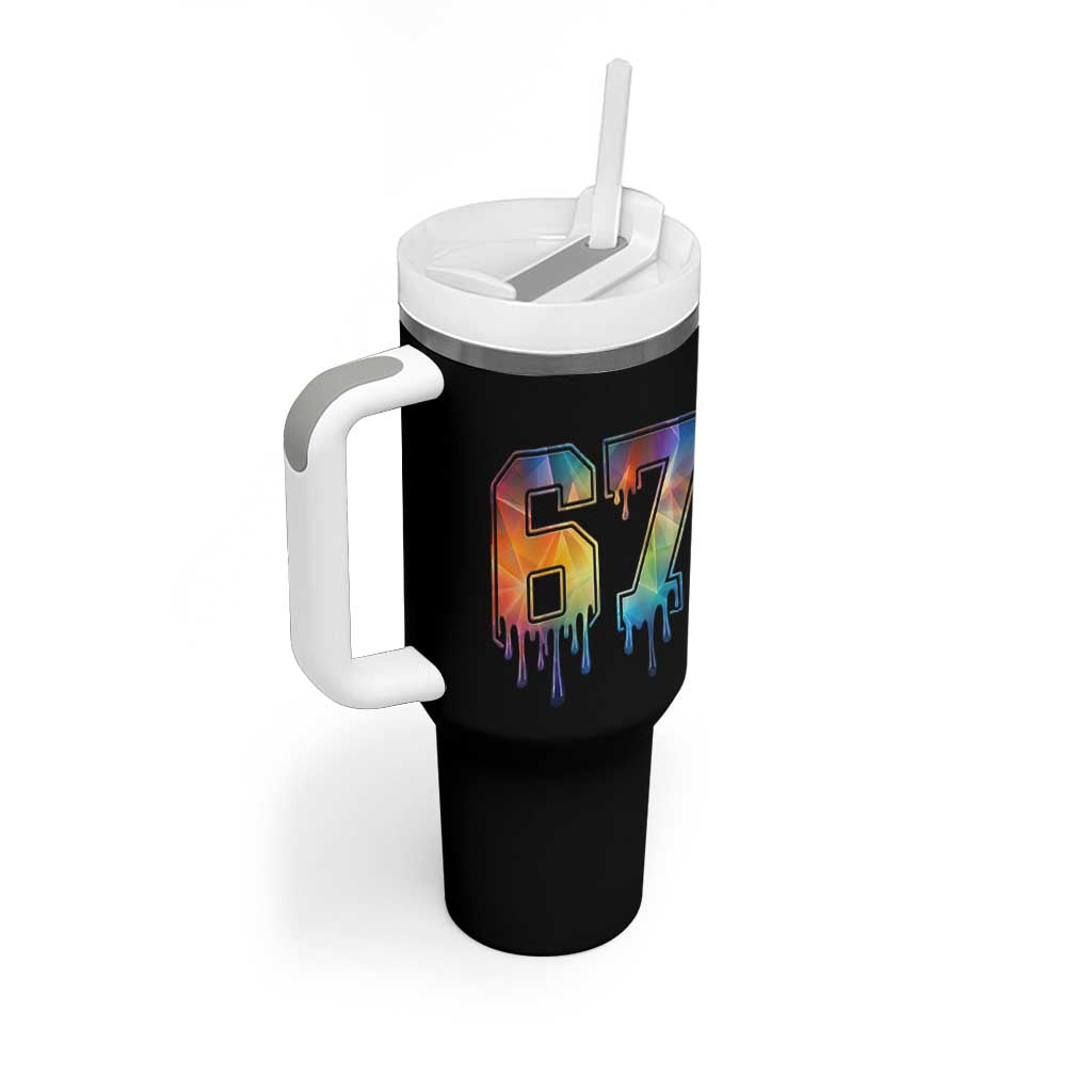 Funny Six Seven Prism Effect Printed Meme Tumbler With Handle