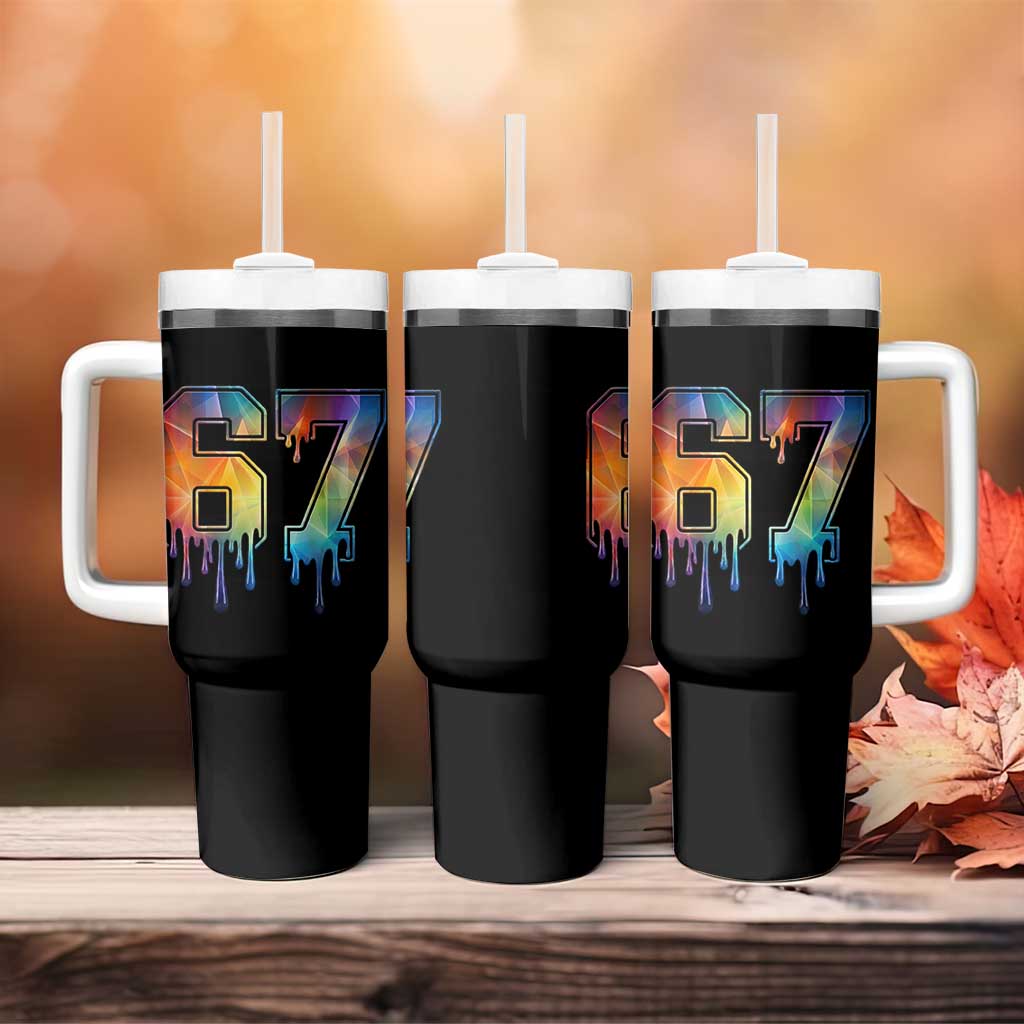 Funny Six Seven Prism Effect Printed Meme Tumbler With Handle