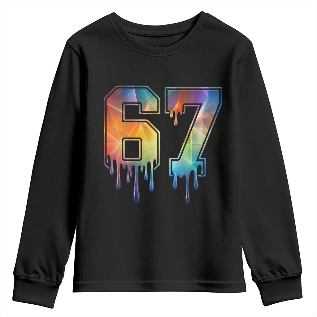Funny Six Seven Prism Effect Printed Meme Youth Sweatshirt