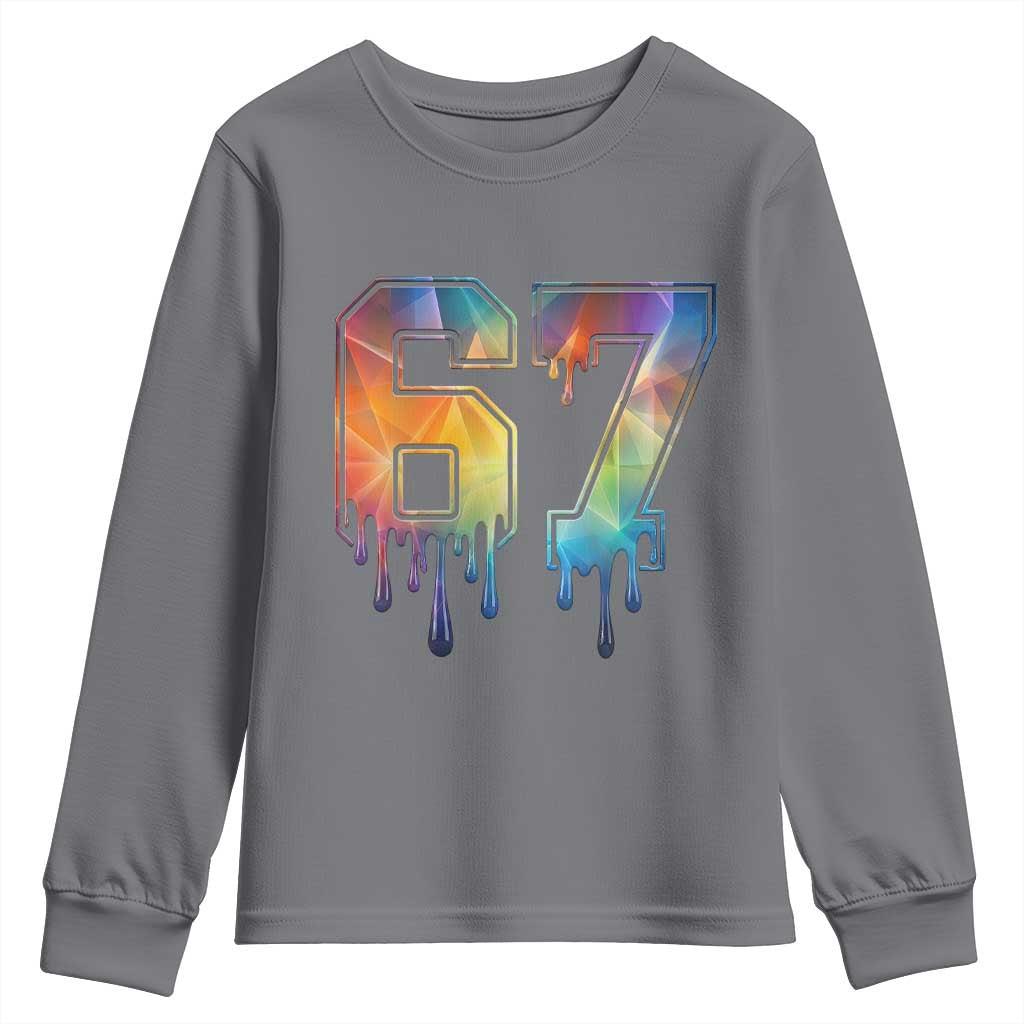 Funny Six Seven Prism Effect Printed Meme Youth Sweatshirt