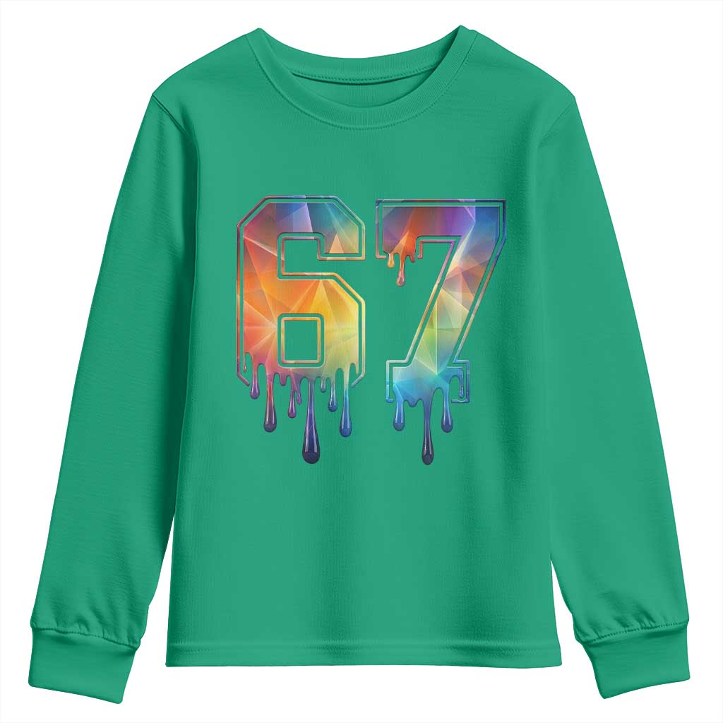 Funny Six Seven Prism Effect Printed Meme Youth Sweatshirt