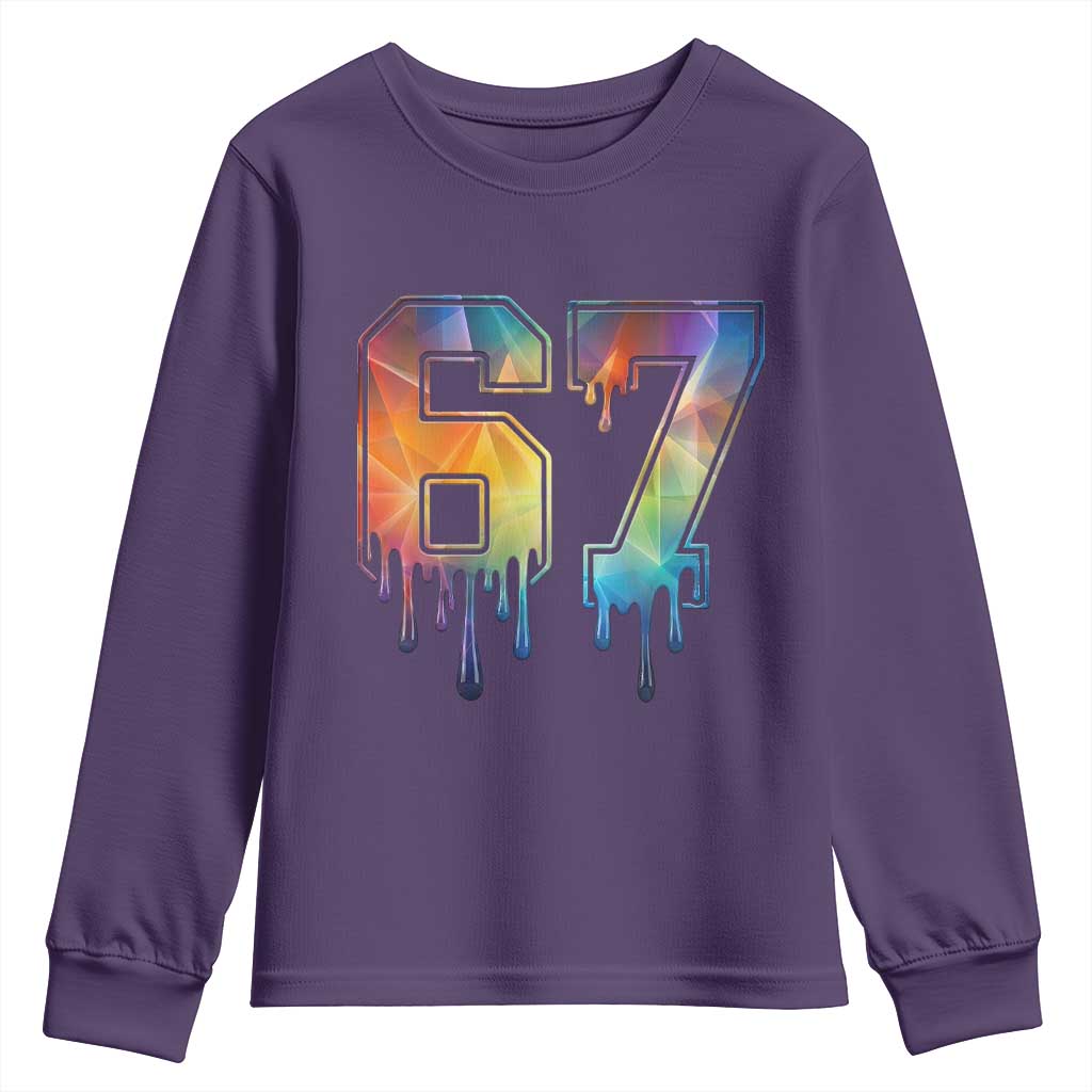 Funny Six Seven Prism Effect Printed Meme Youth Sweatshirt