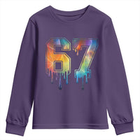 Funny Six Seven Prism Effect Printed Meme Youth Sweatshirt