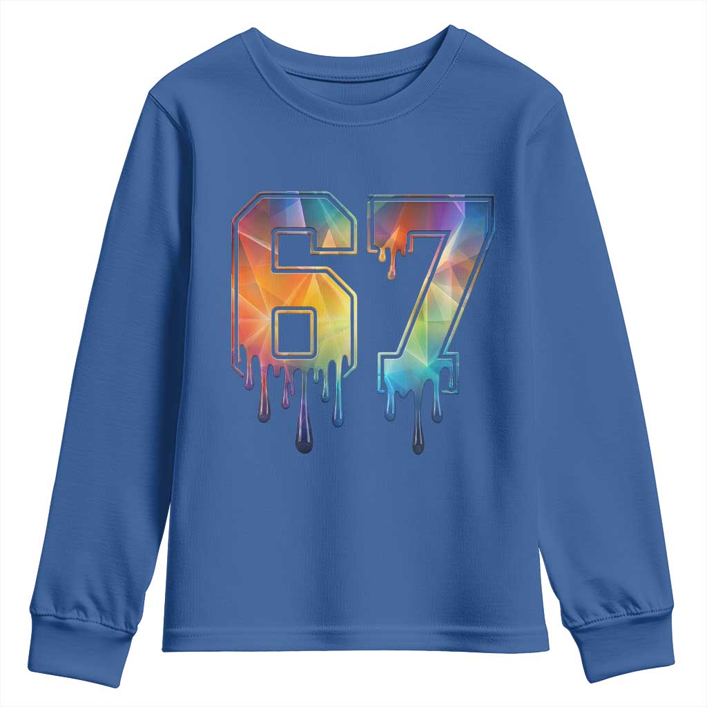 Funny Six Seven Prism Effect Printed Meme Youth Sweatshirt