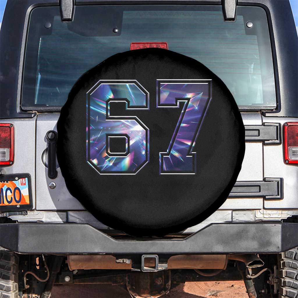 Prism Rainbow Effect Printed Spare Tire Cover Six Seven 67 Meme