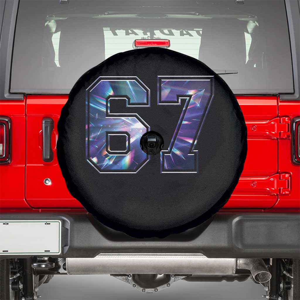 Prism Rainbow Effect Printed Spare Tire Cover Six Seven 67 Meme