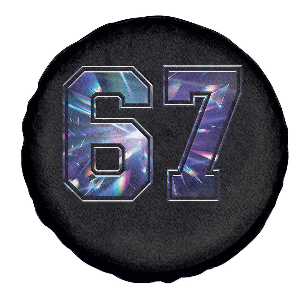 Prism Rainbow Effect Printed Spare Tire Cover Six Seven 67 Meme