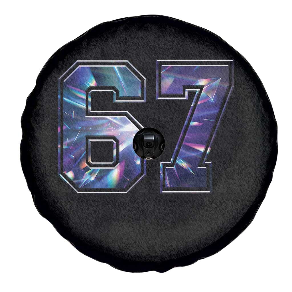 Prism Rainbow Effect Printed Spare Tire Cover Six Seven 67 Meme