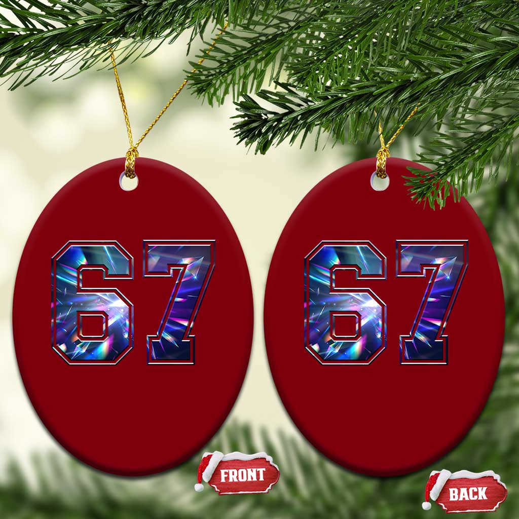 Prism Rainbow Effect Printed Ceramic Ornament Six Seven 67 Meme