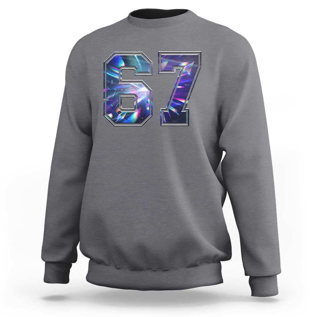 Prism Rainbow Effect Printed Sweatshirt Six Seven 67 Meme