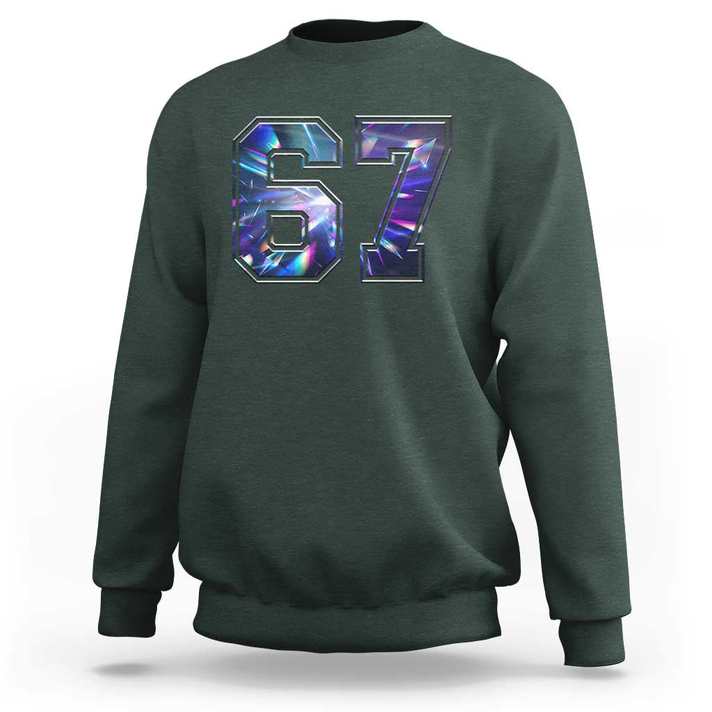 Prism Rainbow Effect Printed Sweatshirt Six Seven 67 Meme