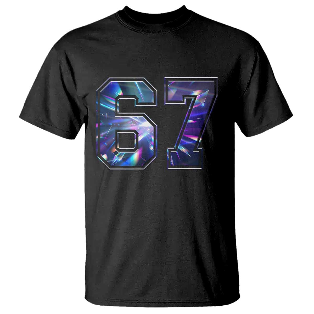 Prism Rainbow Effect Printed T Shirt Six Seven 67 Meme