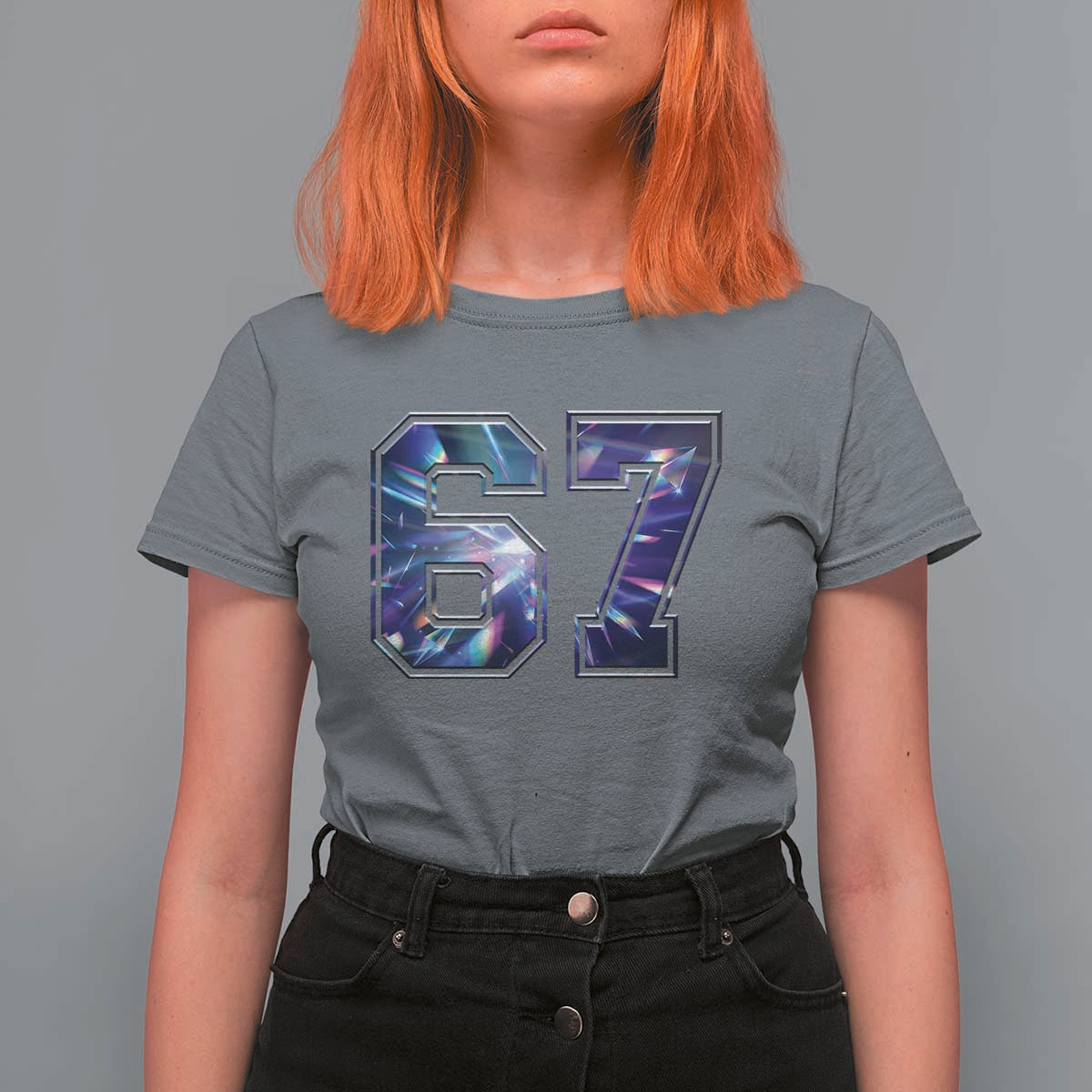 Prism Rainbow Effect Printed T Shirt For Women Six Seven 67 Meme