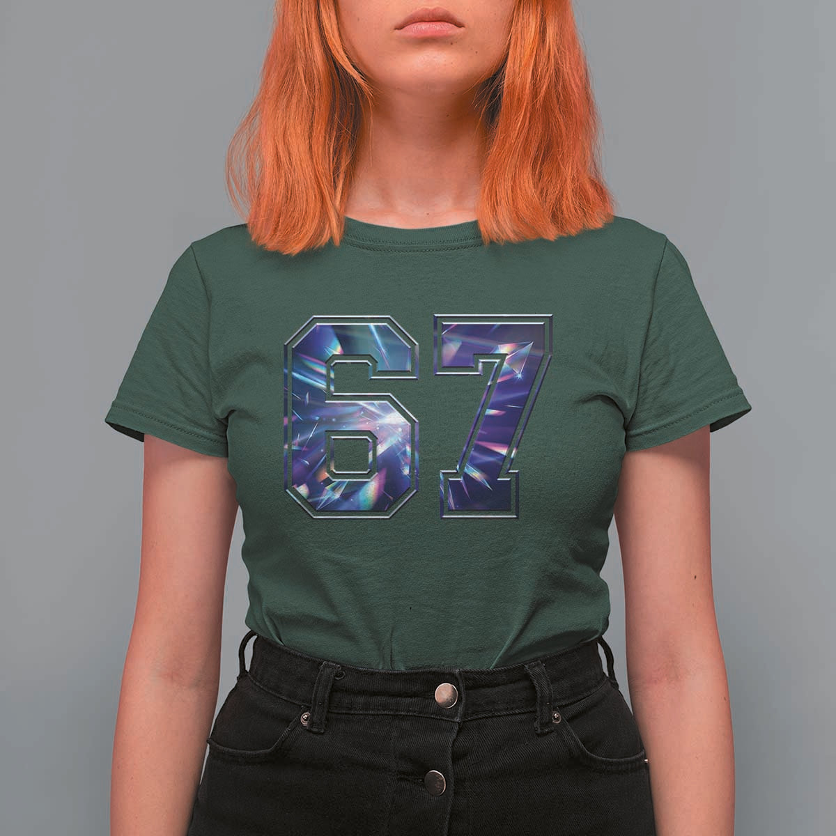 Prism Rainbow Effect Printed T Shirt For Women Six Seven 67 Meme