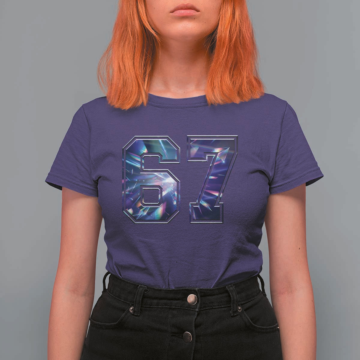 Prism Rainbow Effect Printed T Shirt For Women Six Seven 67 Meme