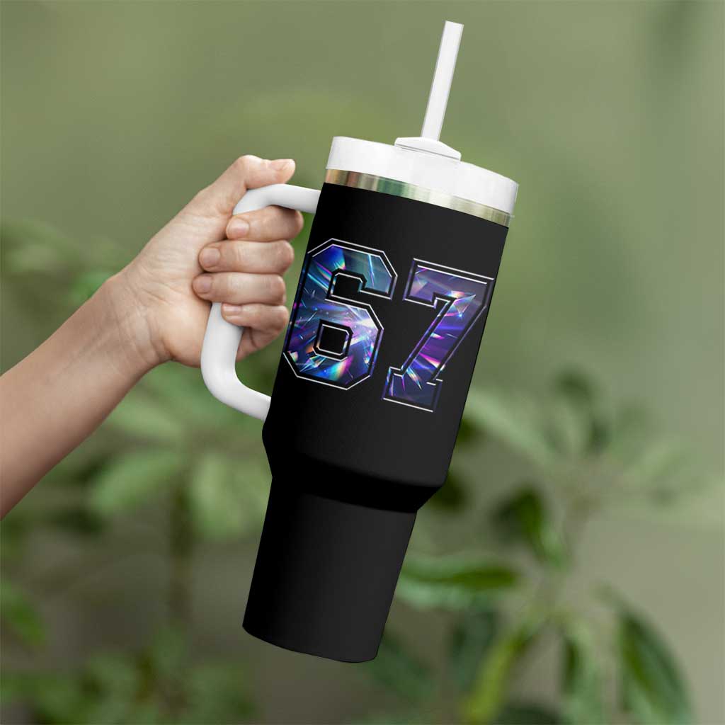 Prism Rainbow Effect Printed Tumbler With Handle Six Seven 67 Meme