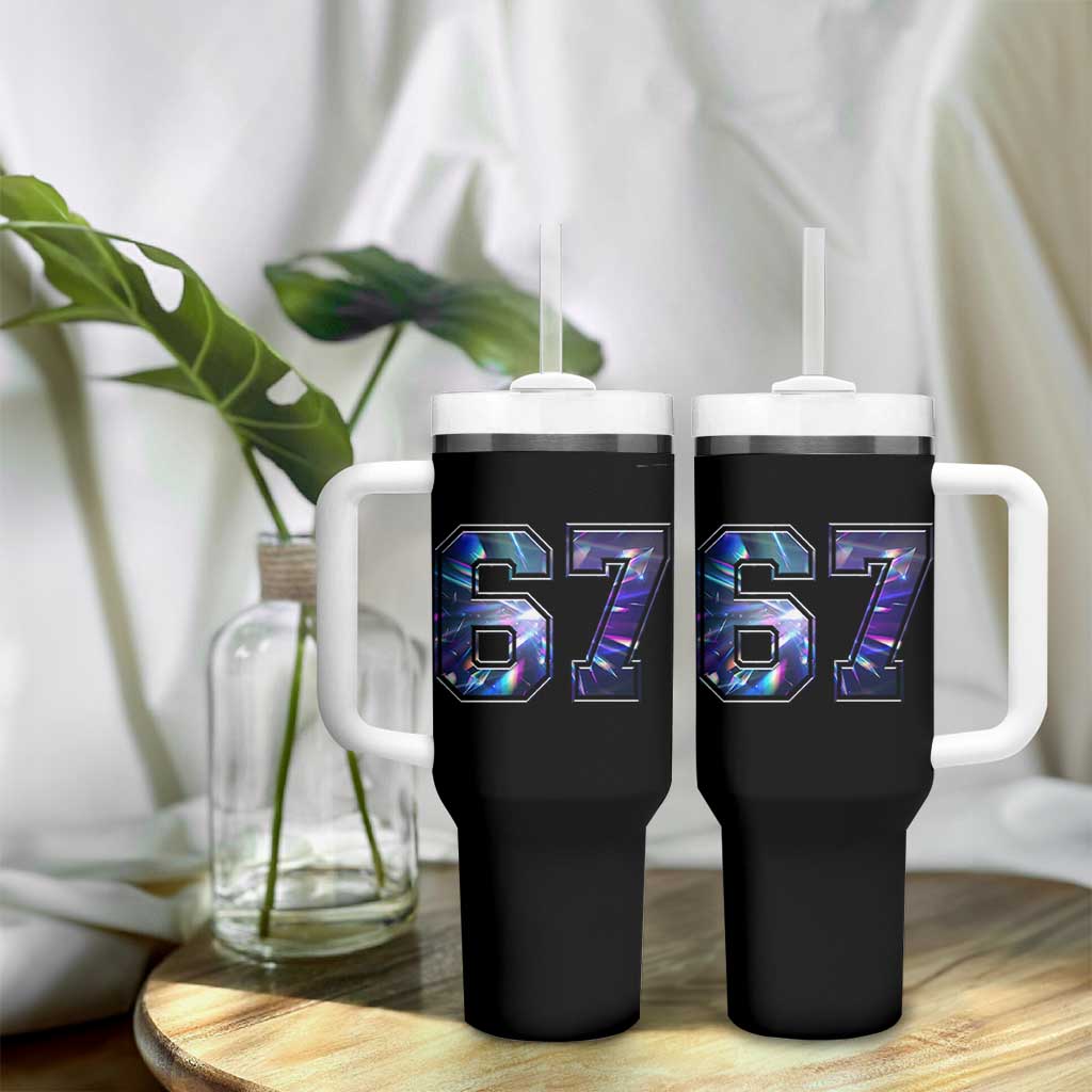 Prism Rainbow Effect Printed Tumbler With Handle Six Seven 67 Meme