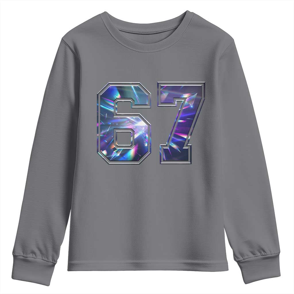 Prism Rainbow Effect Printed Youth Sweatshirt Six Seven 67 Meme