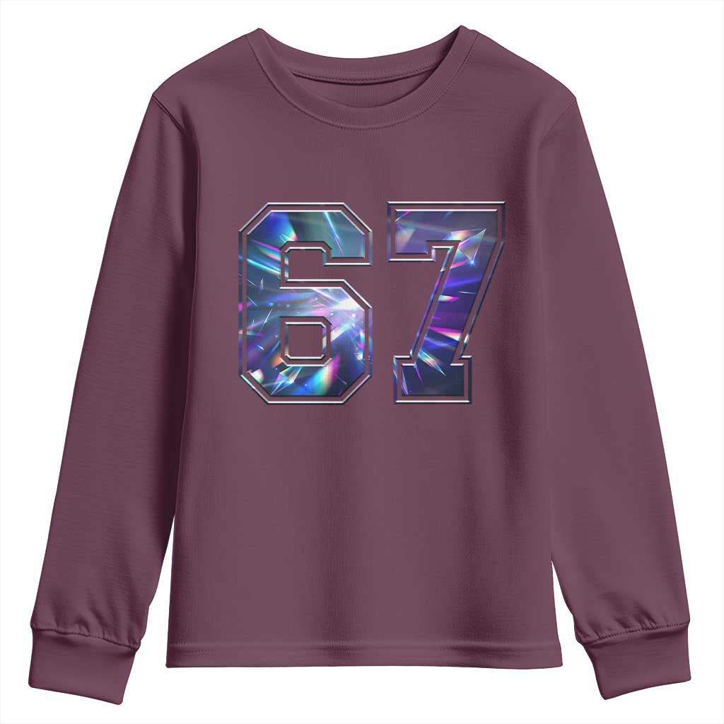 Prism Rainbow Effect Printed Youth Sweatshirt Six Seven 67 Meme