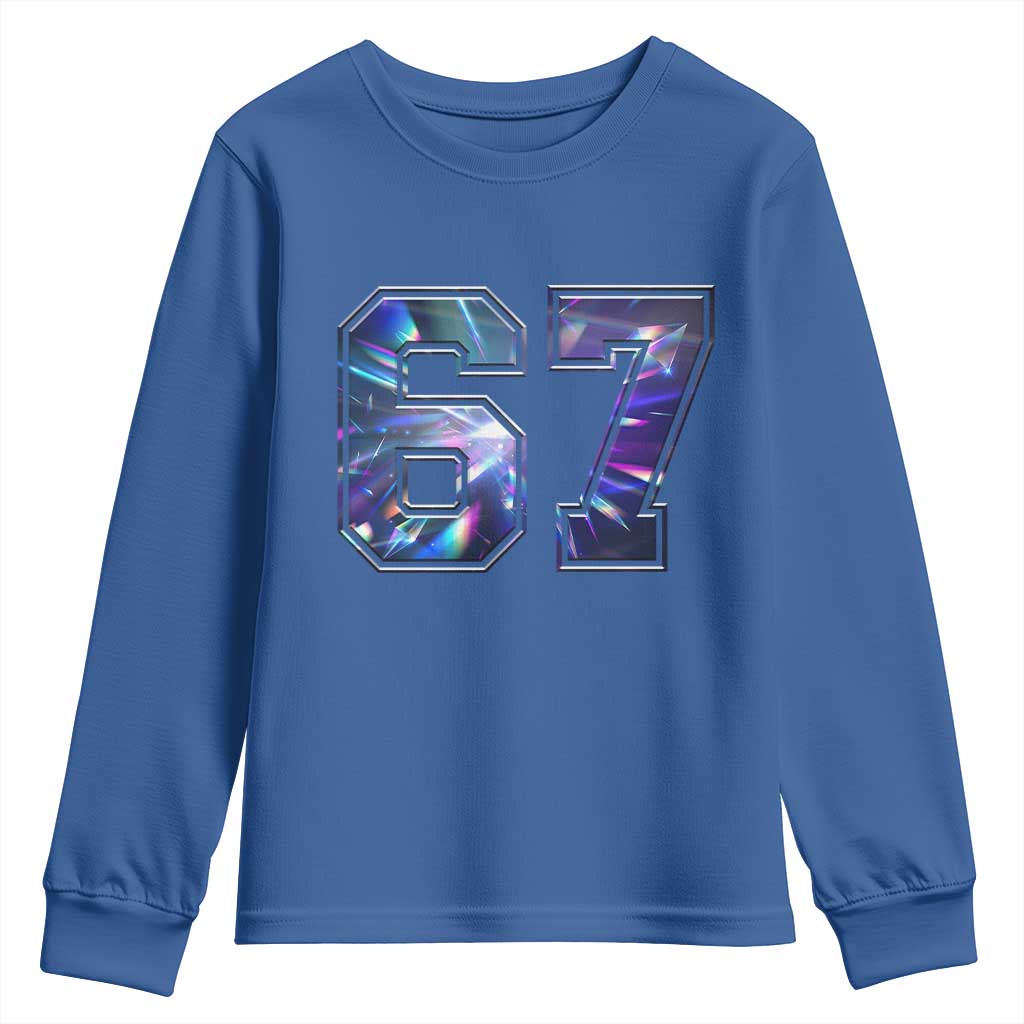Prism Rainbow Effect Printed Youth Sweatshirt Six Seven 67 Meme