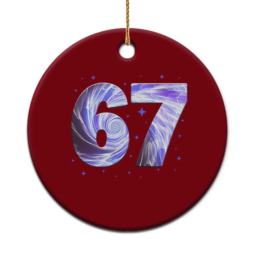 Swirl Effect Printed Six Seven Meme Ceramic Ornament Gen Z Alpha Gift